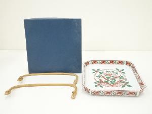 橘吉造　手付赤絵菓子皿（箱付）